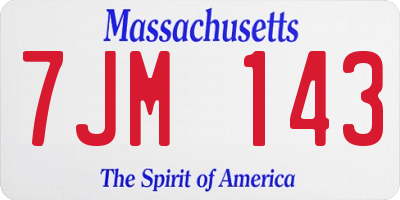 MA license plate 7JM143