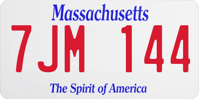 MA license plate 7JM144