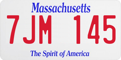 MA license plate 7JM145