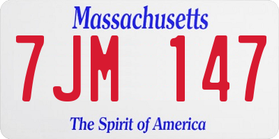MA license plate 7JM147