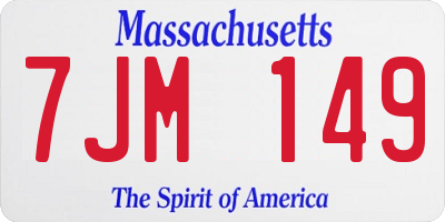 MA license plate 7JM149
