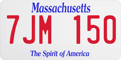 MA license plate 7JM150