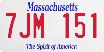 MA license plate 7JM151
