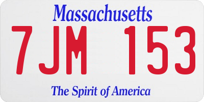 MA license plate 7JM153