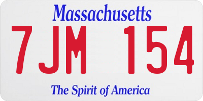 MA license plate 7JM154