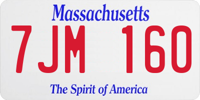 MA license plate 7JM160