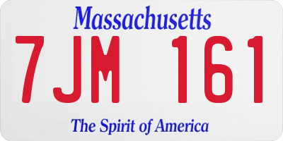 MA license plate 7JM161
