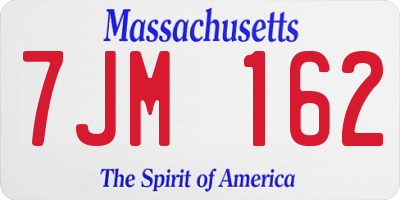 MA license plate 7JM162