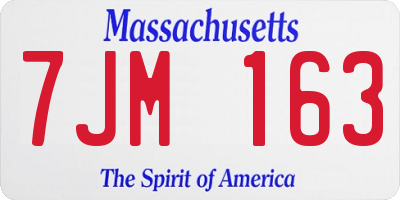 MA license plate 7JM163