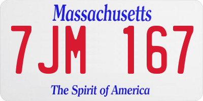MA license plate 7JM167