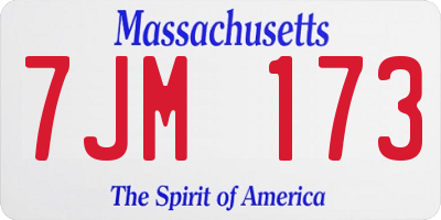 MA license plate 7JM173