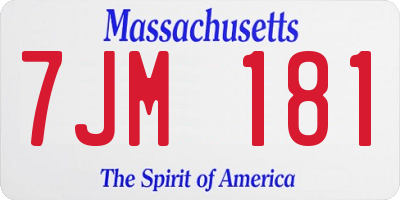MA license plate 7JM181