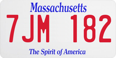MA license plate 7JM182