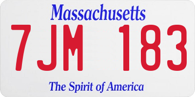 MA license plate 7JM183