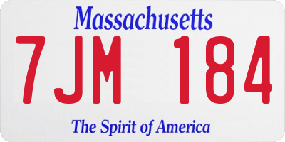 MA license plate 7JM184