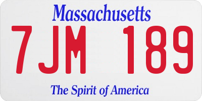 MA license plate 7JM189