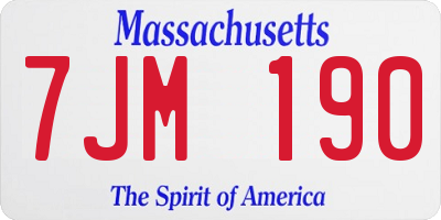 MA license plate 7JM190