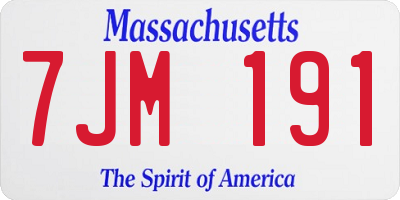 MA license plate 7JM191