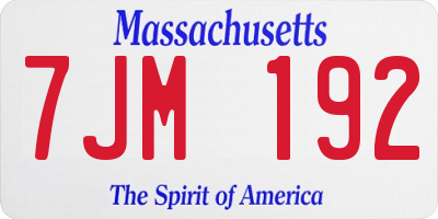 MA license plate 7JM192