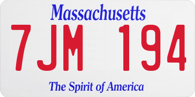 MA license plate 7JM194