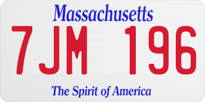MA license plate 7JM196