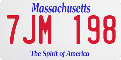 MA license plate 7JM198