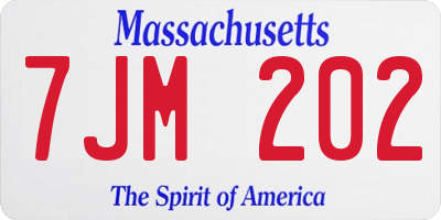 MA license plate 7JM202