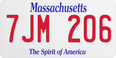 MA license plate 7JM206
