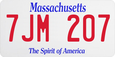 MA license plate 7JM207