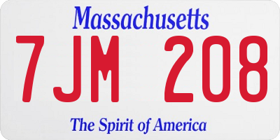 MA license plate 7JM208
