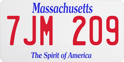 MA license plate 7JM209