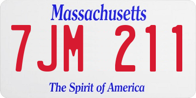 MA license plate 7JM211