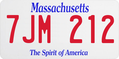 MA license plate 7JM212