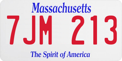 MA license plate 7JM213