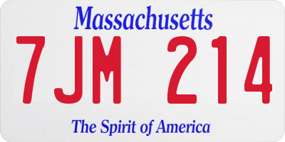 MA license plate 7JM214