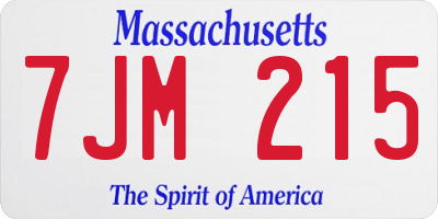 MA license plate 7JM215