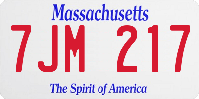 MA license plate 7JM217