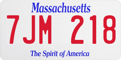 MA license plate 7JM218