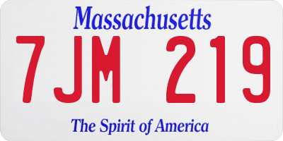 MA license plate 7JM219