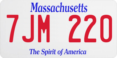 MA license plate 7JM220
