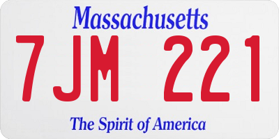 MA license plate 7JM221