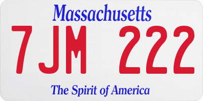 MA license plate 7JM222
