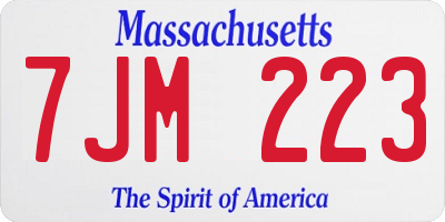 MA license plate 7JM223