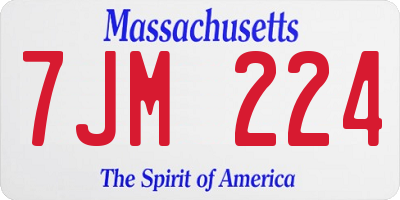 MA license plate 7JM224