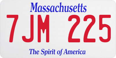 MA license plate 7JM225