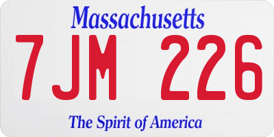 MA license plate 7JM226