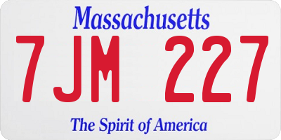 MA license plate 7JM227