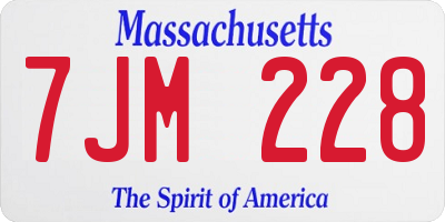 MA license plate 7JM228