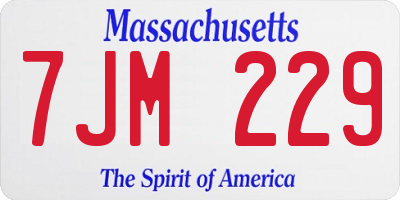 MA license plate 7JM229