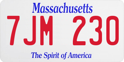 MA license plate 7JM230